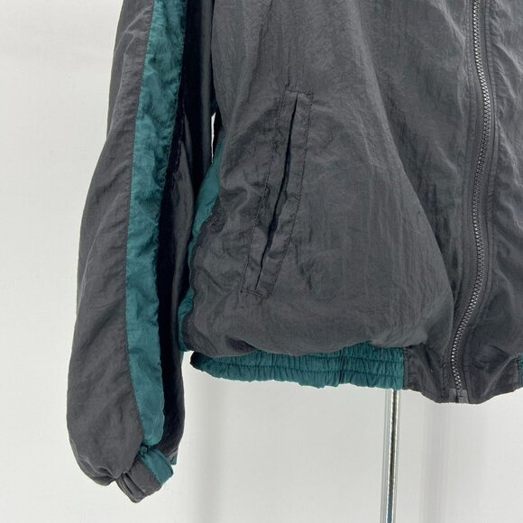 Vintage MacGregor Water Repellent Nylon Black Green Windbreaker Jacket Mens L - Picture 3 of 8